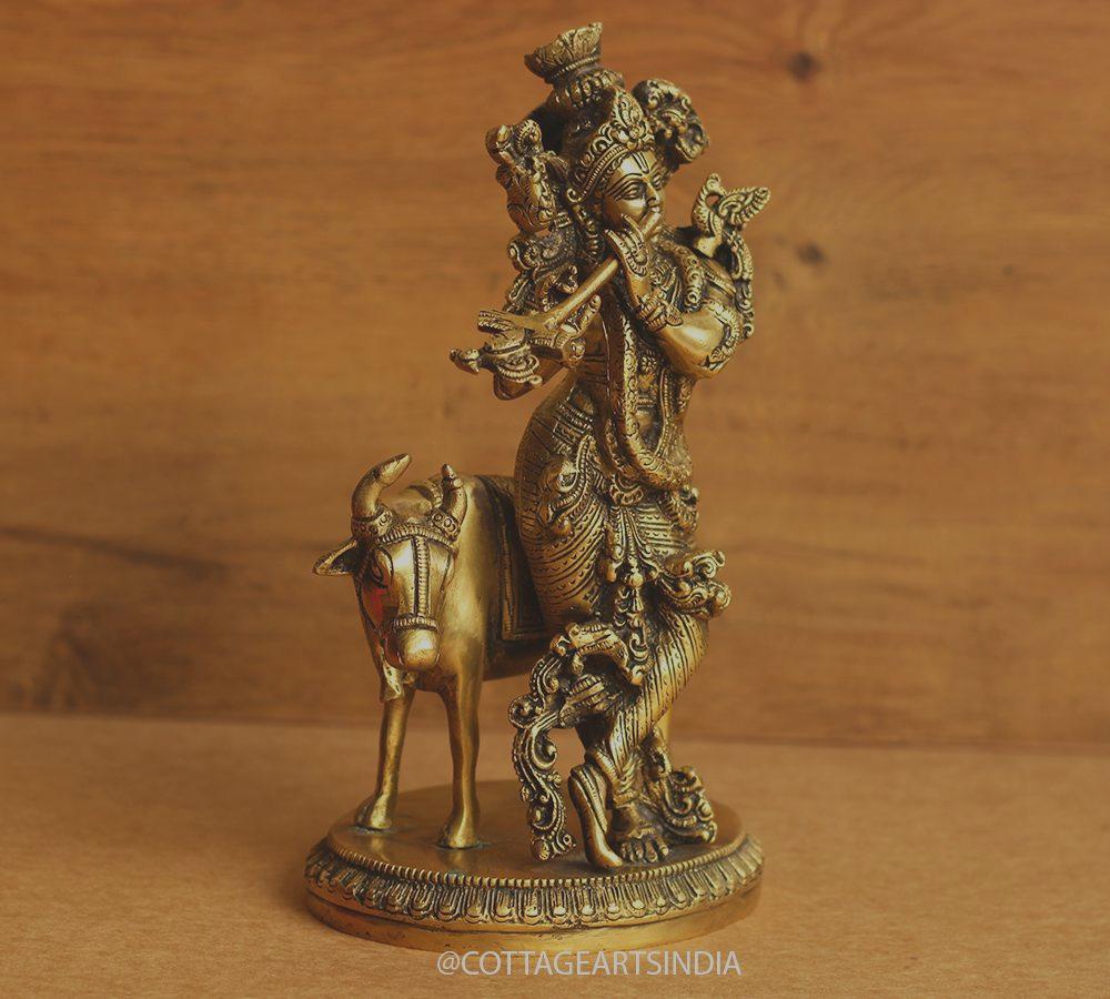 Brass Krishna and Cow