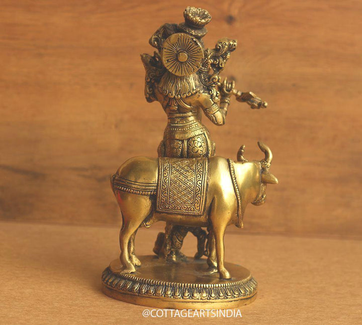 Brass Krishna and Cow