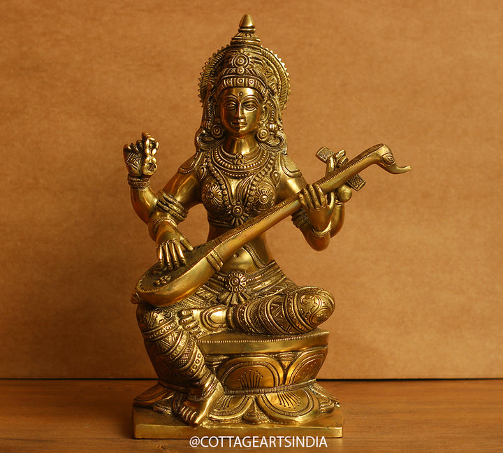 Brass Saraswati Fine Carving