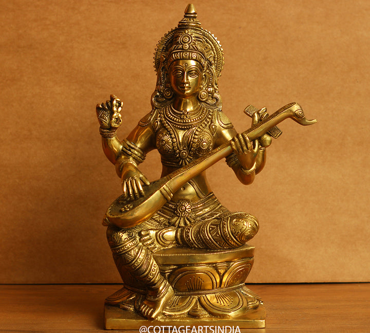 Brass Saraswati Fine Carving