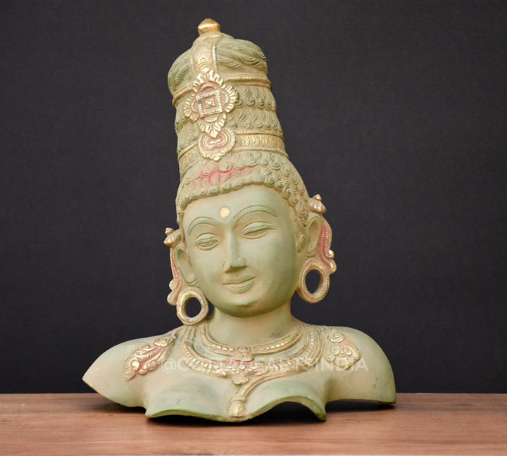 Brass Parvati Bust Rustic Patina/Gold finish