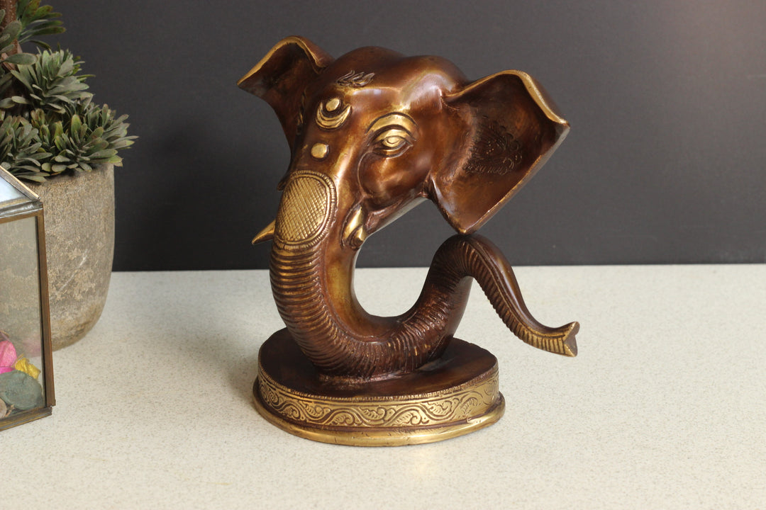 Brass Ganesha Trunk on Stand