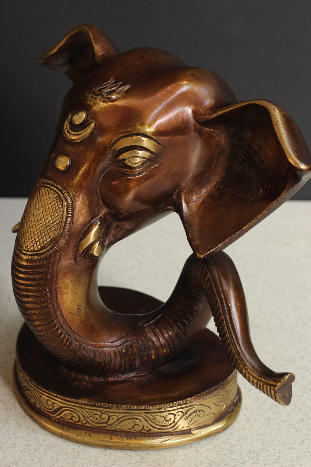 Brass Ganesha Trunk on Stand