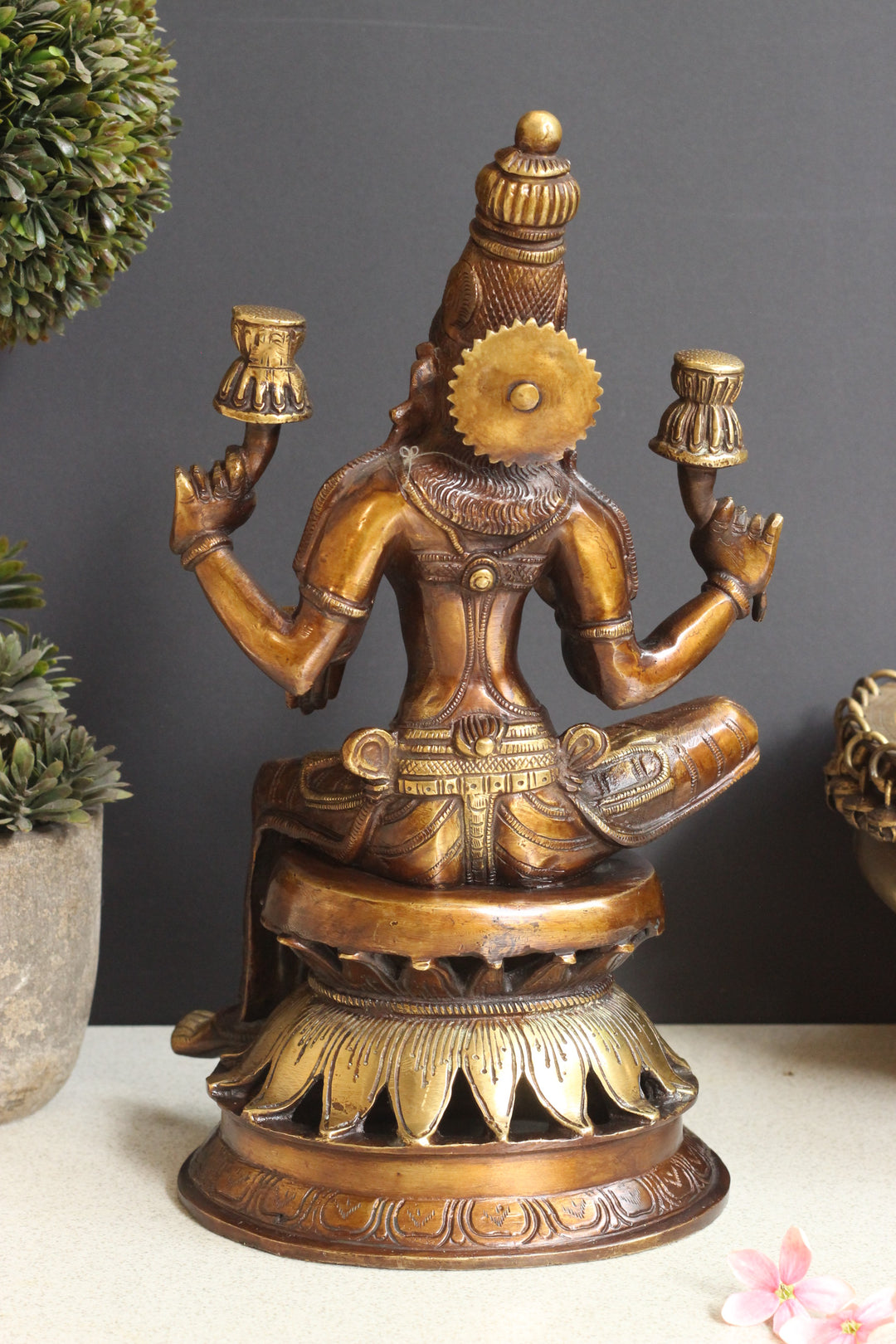 Brass Laxmi Sitting on Lotus 12.5''