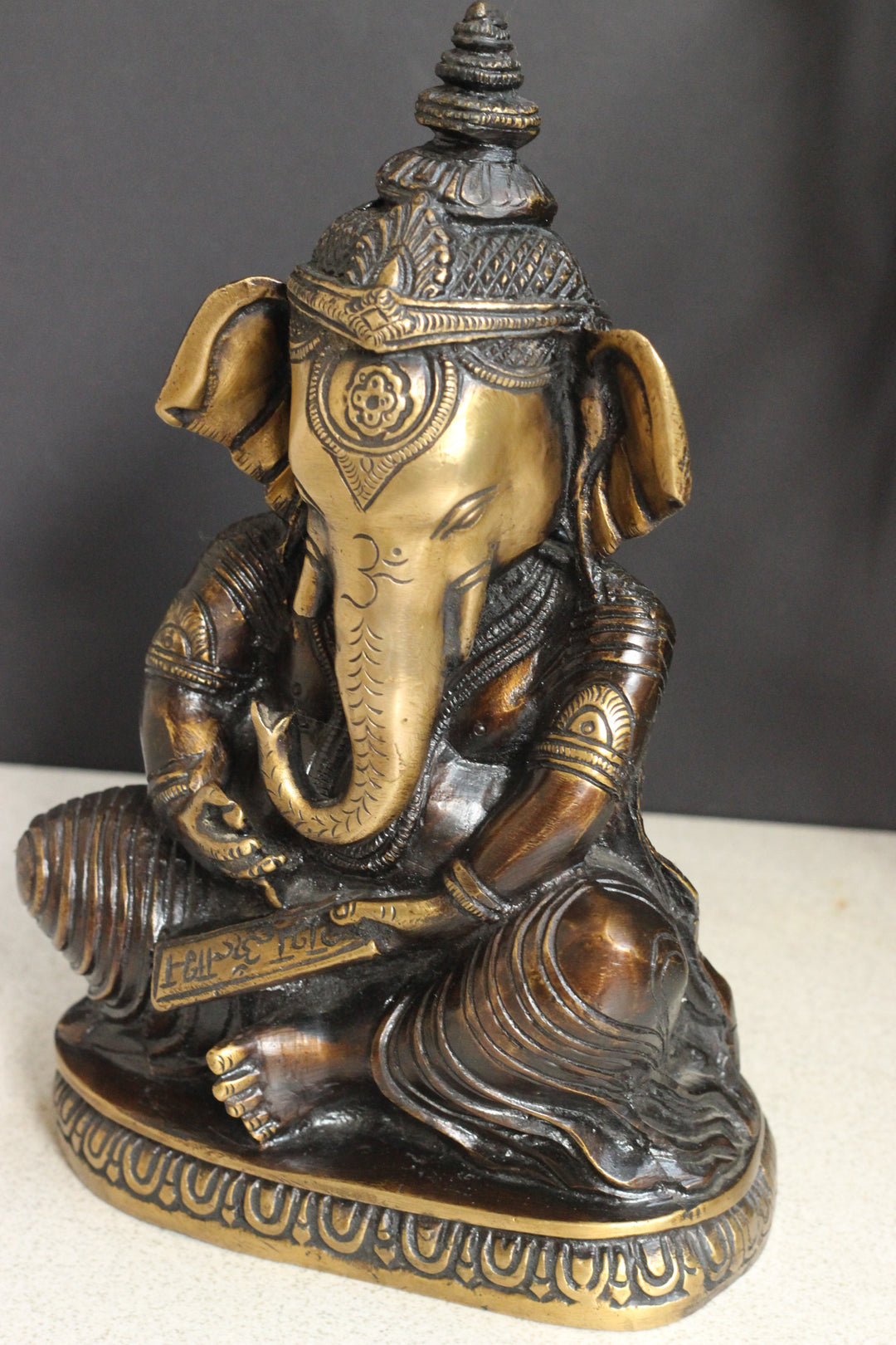 Brass Writing Ganesha 9.5''