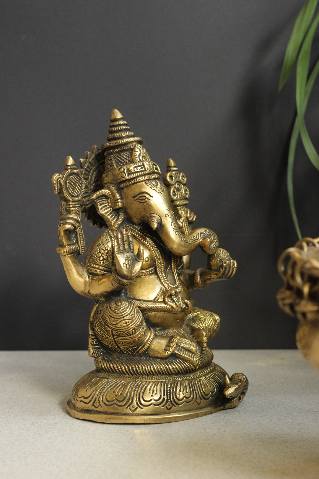 Brass Sitting Ganesha 8''