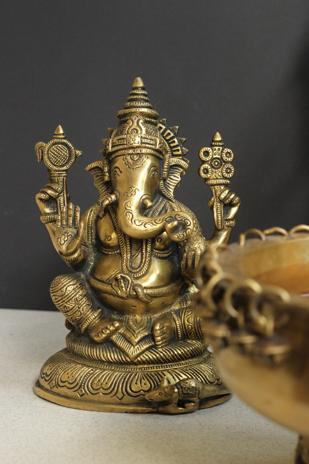 Brass Sitting Ganesha 8''