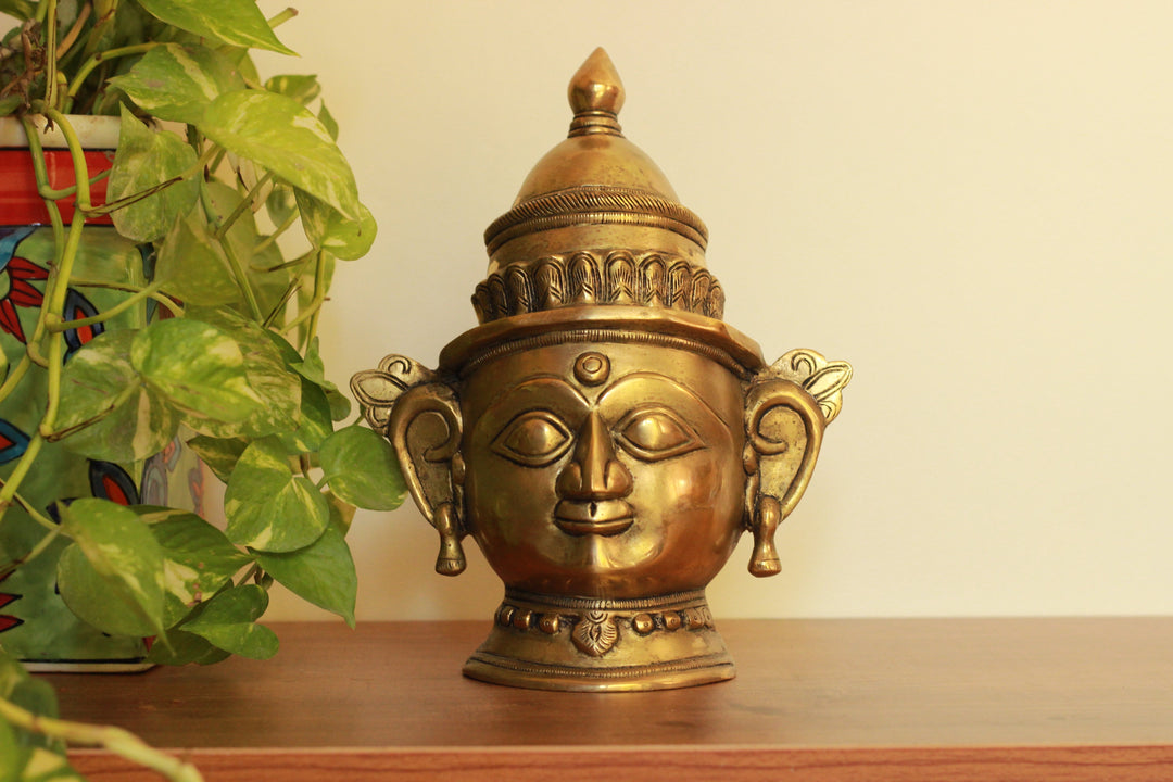 Brass Shiva And Gauri Mukhlingam Mask