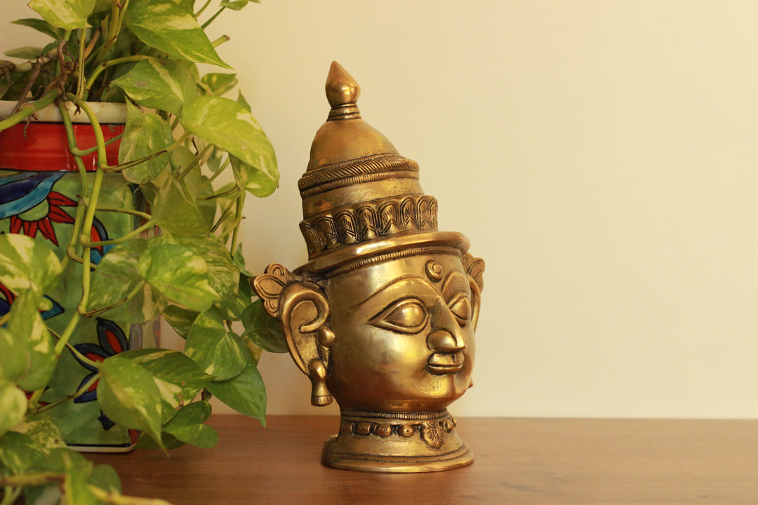 Brass Shiva And Gauri Mukhlingam Mask