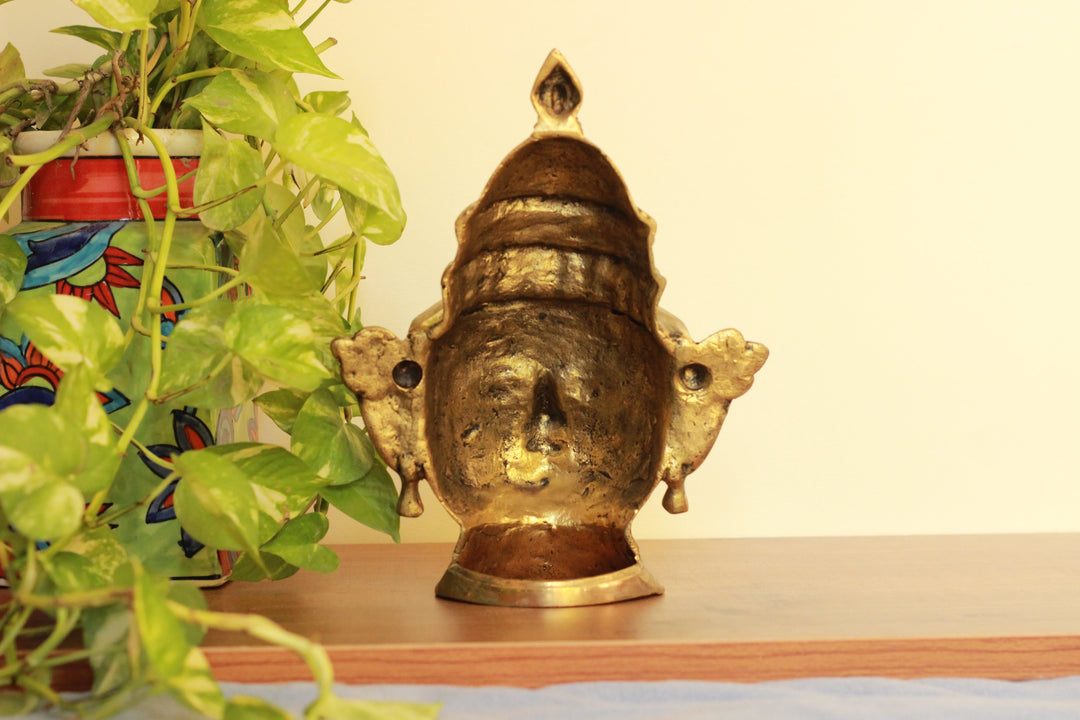 Brass Shiva And Gauri Mukhlingam Mask