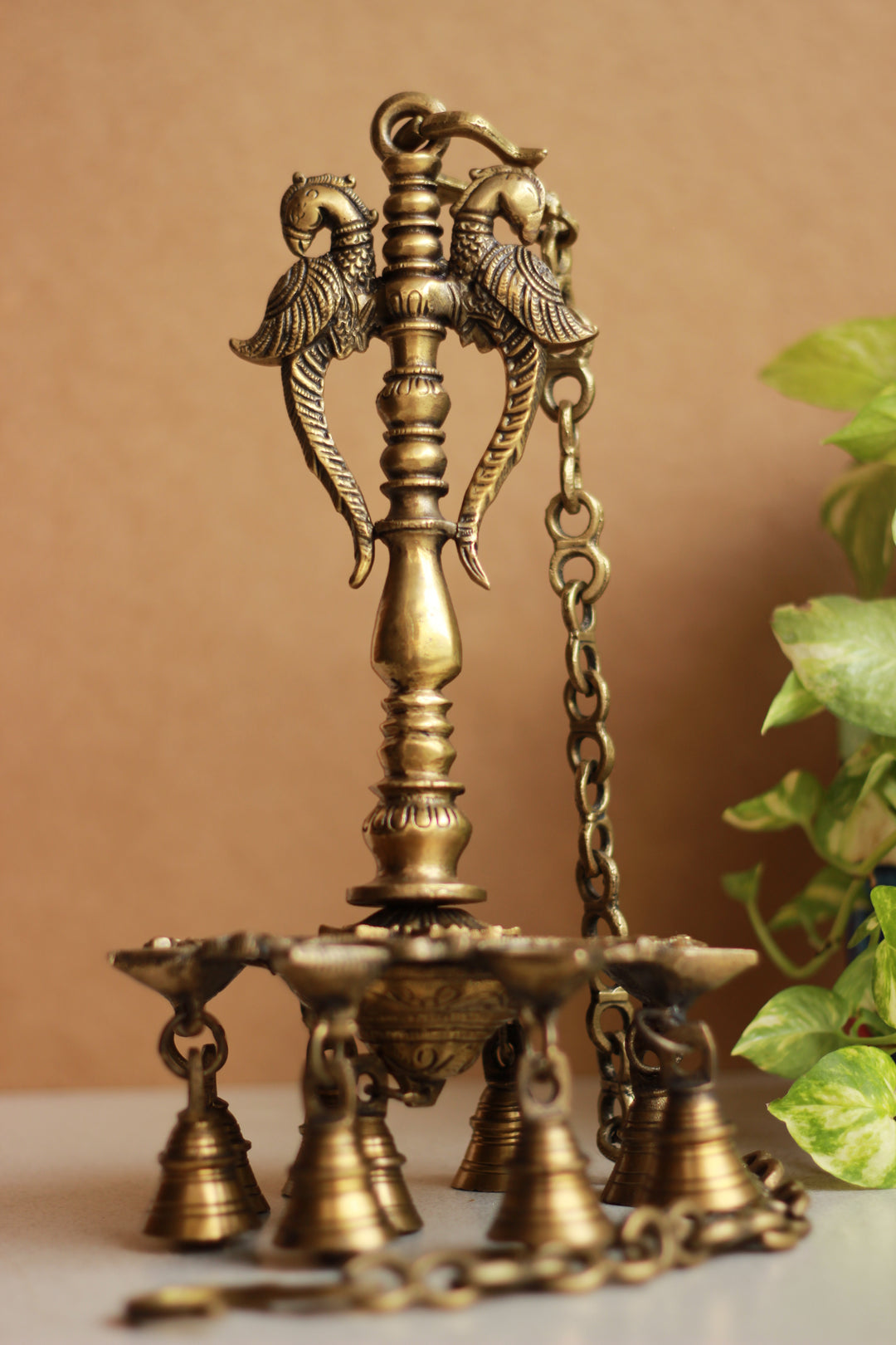 Brass Parrot Oil Hanging Diya