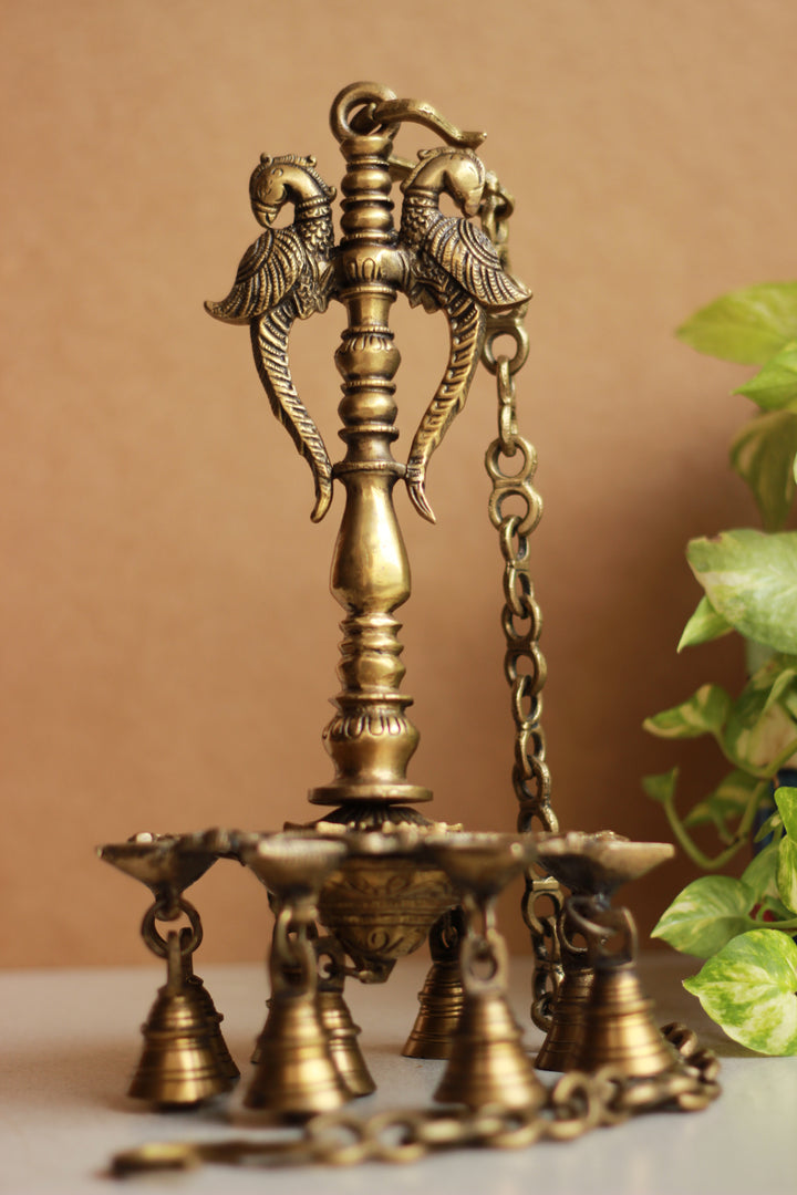 Brass Parrot Oil Hanging Diya