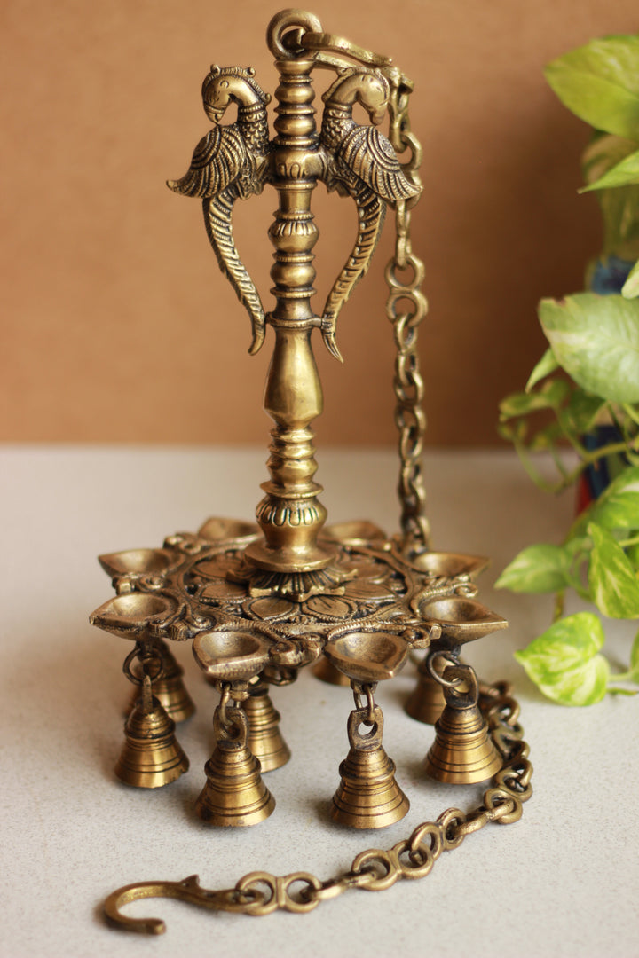 Brass Parrot Oil Hanging Diya