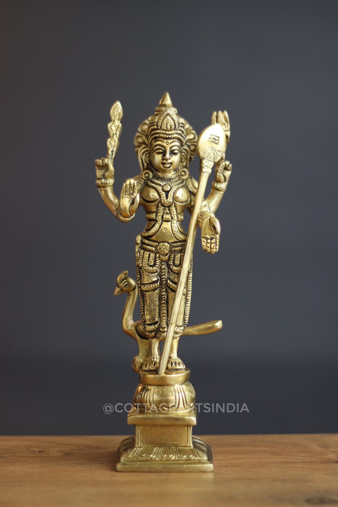 Brass Lord Murugan Peacock Statue