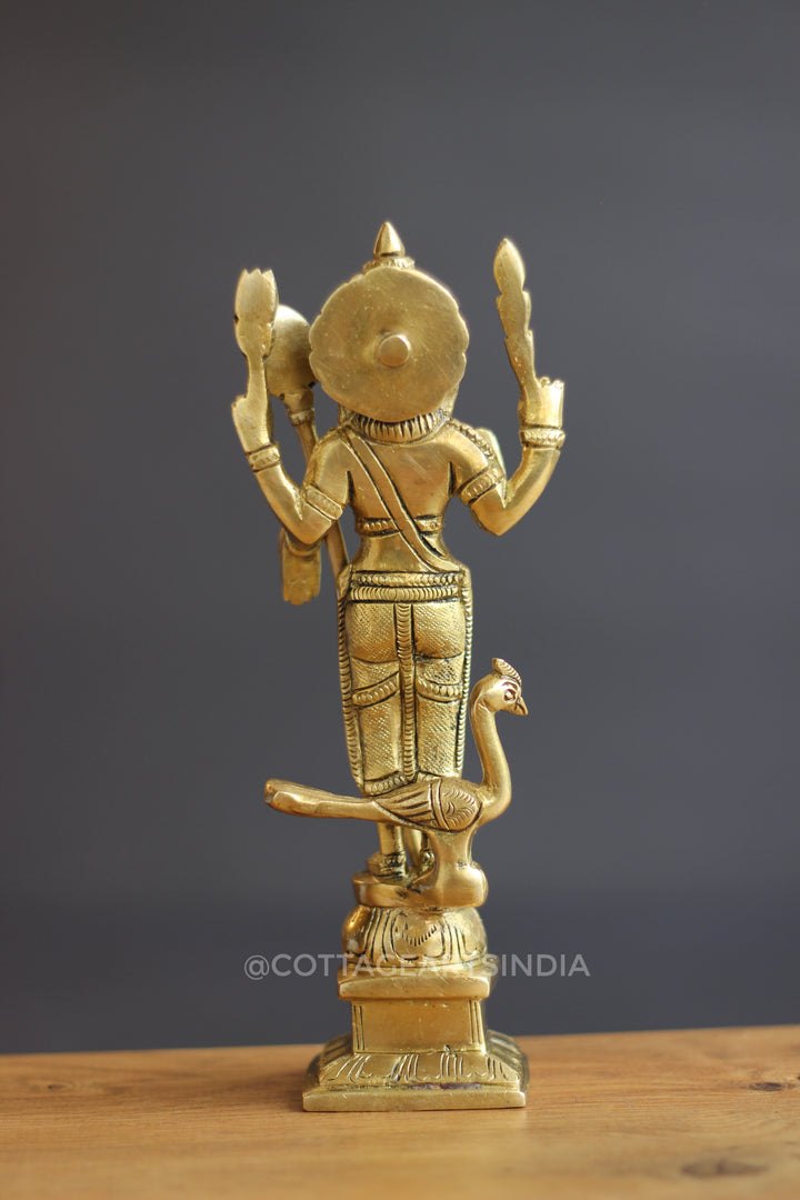 Brass Lord Murugan Peacock Statue