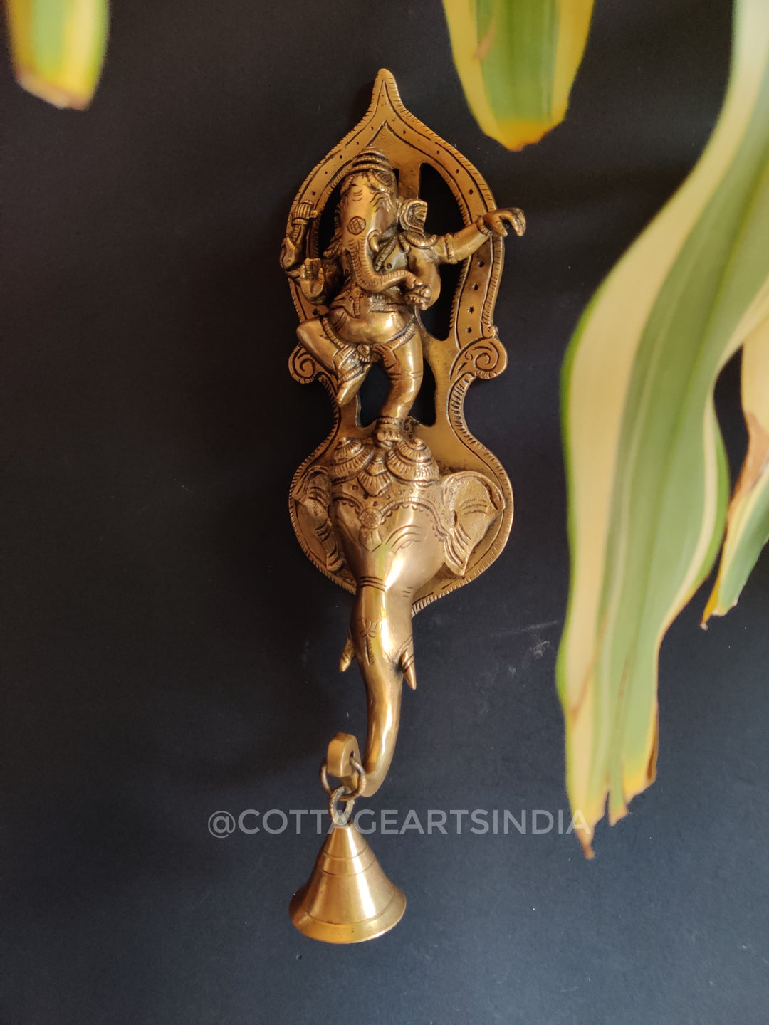 Brass Ganesha Wall Hanging with Bell