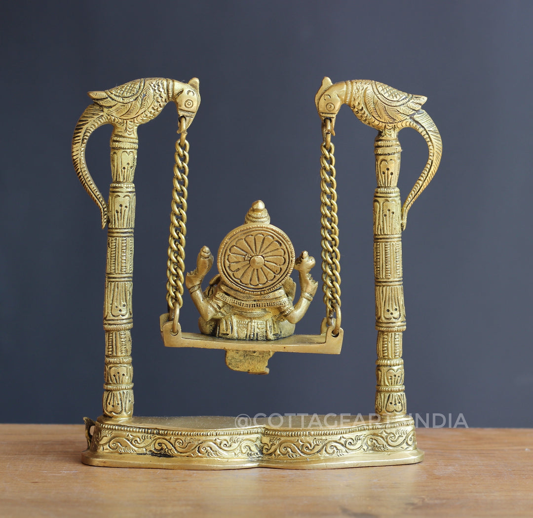 Brass Ganesha on Swing 8"