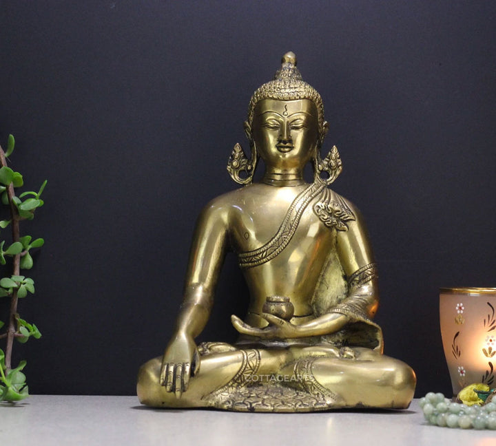 Brass Buddha Earth Touching Buddha,9"