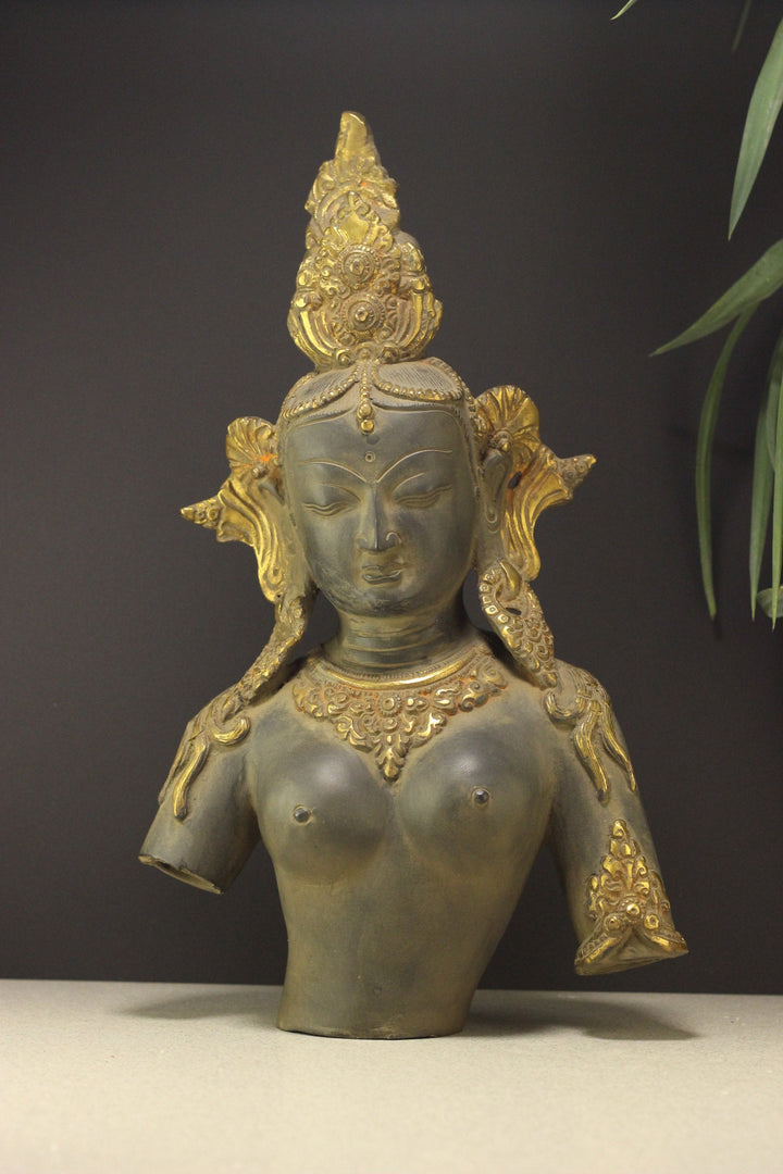 Brass Tara Bust Antique And Gold Finish