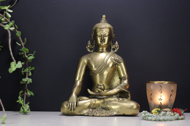 Brass Buddha Earth Touching Buddha,9"