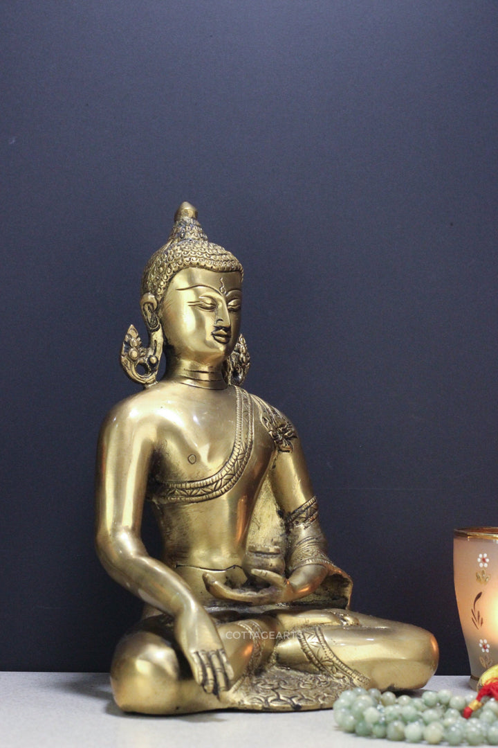 Brass Buddha Earth Touching Buddha,9"